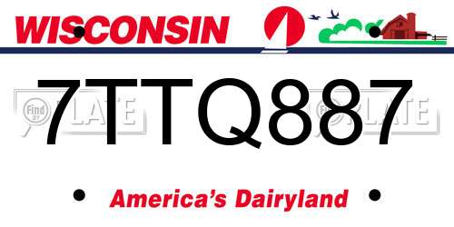 7TTQ887 Wisconsin License Plate