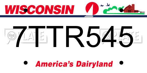 7TTR545 Wisconsin License Plate