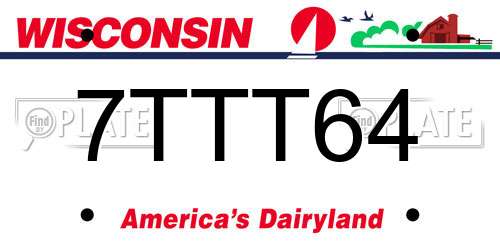7TTT64 Wisconsin License Plate