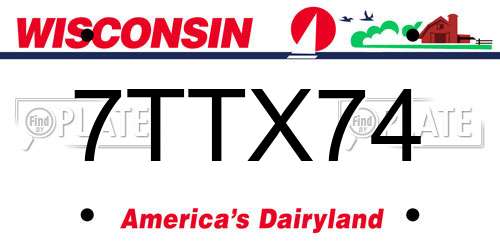 7TTX74 Wisconsin License Plate