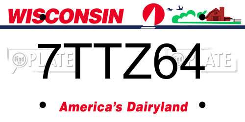 7TTZ64 Wisconsin License Plate