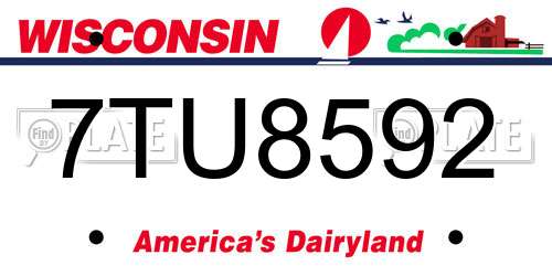 7TU8592 Wisconsin License Plate