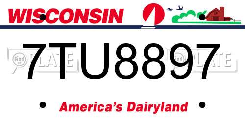 7TU8897 Wisconsin License Plate