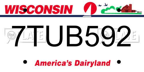 7TUB592 Wisconsin License Plate
