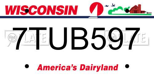 7TUB597 Wisconsin License Plate
