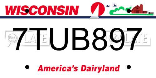 7TUB897 Wisconsin License Plate