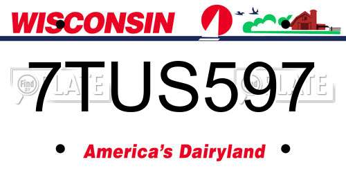 7TUS597 Wisconsin License Plate