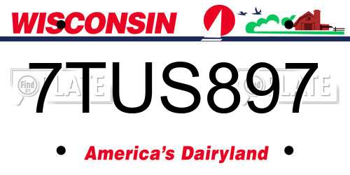 7TUS897 Wisconsin License Plate