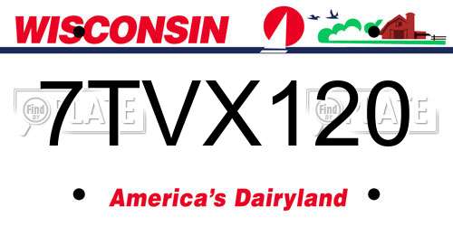 7TVX120 Wisconsin License Plate