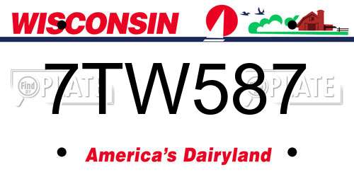 7TW587 Wisconsin License Plate