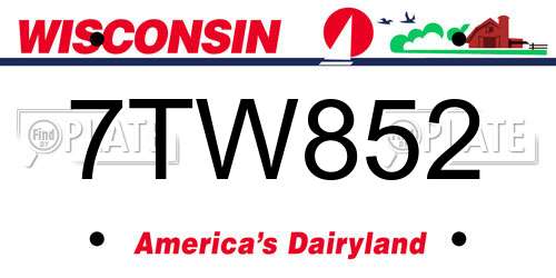7TW852 Wisconsin License Plate