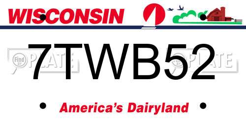 7TWB52 Wisconsin License Plate