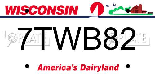 7TWB82 Wisconsin License Plate