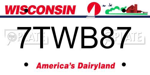 7TWB87 Wisconsin License Plate