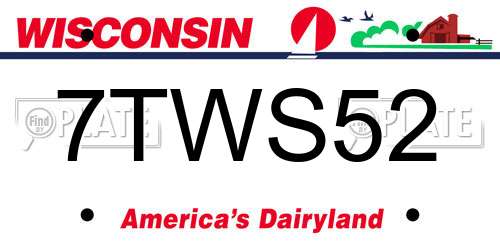 7TWS52 Wisconsin License Plate