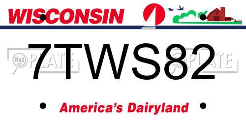 7TWS82 Wisconsin License Plate