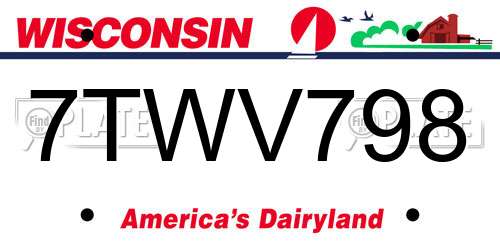 7TWV798 Wisconsin License Plate