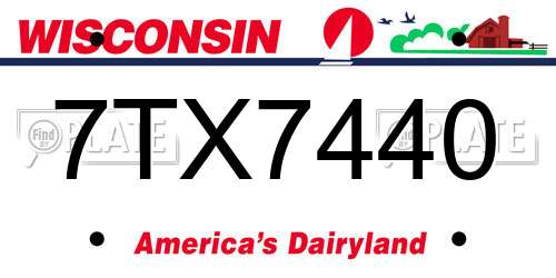 7TX7440 Wisconsin License Plate