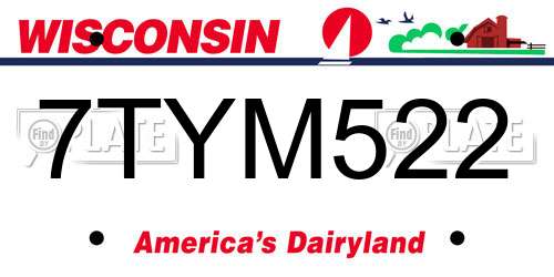 7TYM522 Wisconsin License Plate