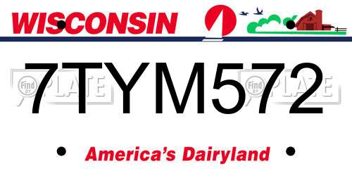 7TYM572 Wisconsin License Plate