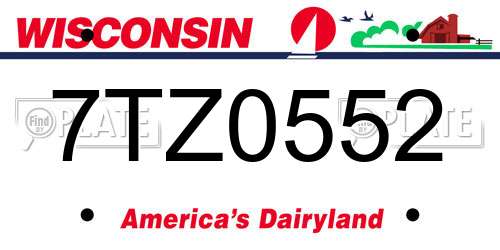 7TZ0552 Wisconsin License Plate