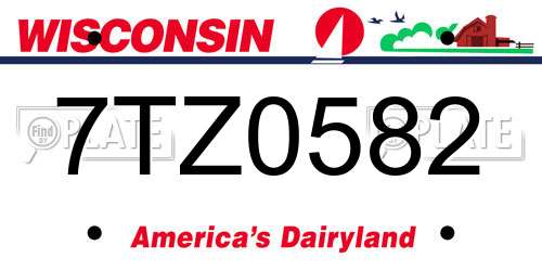 7TZ0582 Wisconsin License Plate
