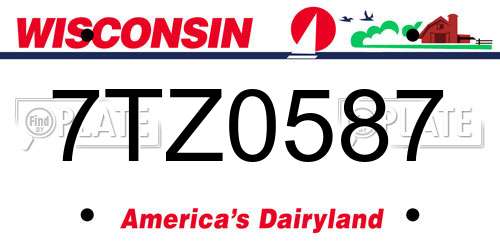 7TZ0587 Wisconsin License Plate