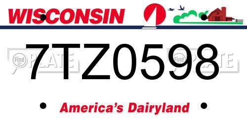 7TZ0598 Wisconsin License Plate