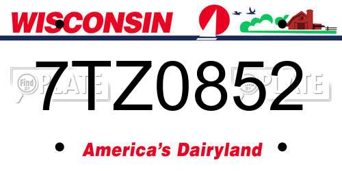7TZ0852 Wisconsin License Plate