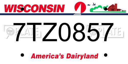 7TZ0857 Wisconsin License Plate