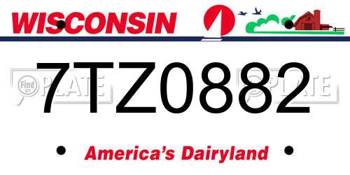 7TZ0882 Wisconsin License Plate