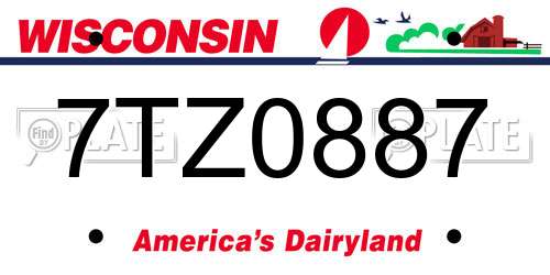 7TZ0887 Wisconsin License Plate