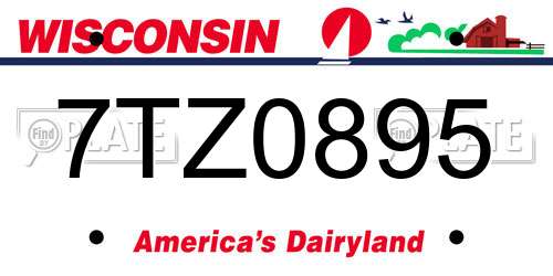 7TZ0895 Wisconsin License Plate