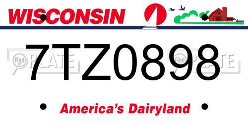 7TZ0898 Wisconsin License Plate