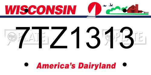 7TZ1313 Wisconsin License Plate