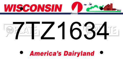 7TZ1634 Wisconsin License Plate