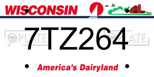 7TZ264 Wisconsin License Plate