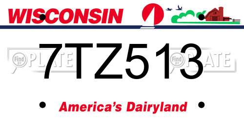 7TZ513 Wisconsin License Plate