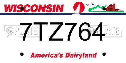 7TZ764 Wisconsin License Plate