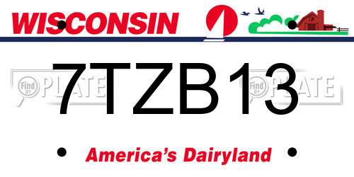 7TZB13 Wisconsin License Plate