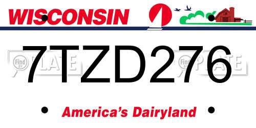 7TZD276 Wisconsin License Plate
