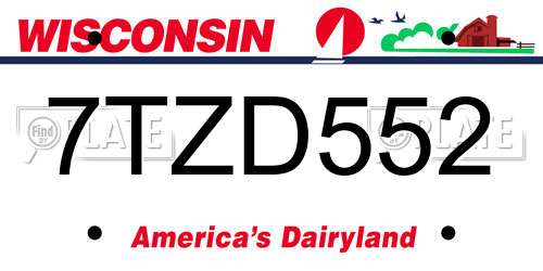 7TZD552 Wisconsin License Plate