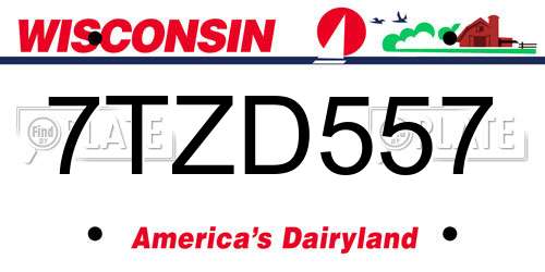 7TZD557 Wisconsin License Plate