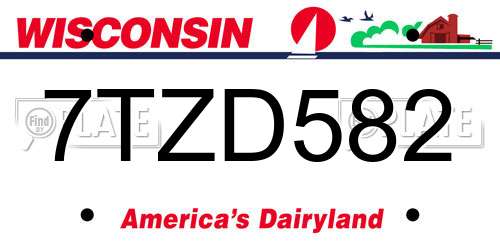 7TZD582 Wisconsin License Plate