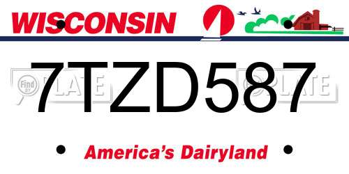 7TZD587 Wisconsin License Plate