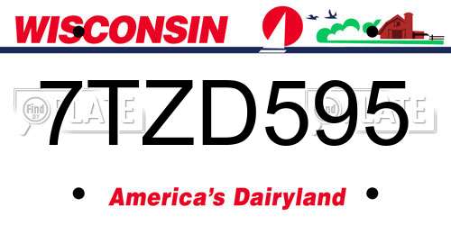 7TZD595 Wisconsin License Plate