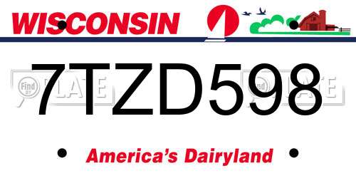 7TZD598 Wisconsin License Plate