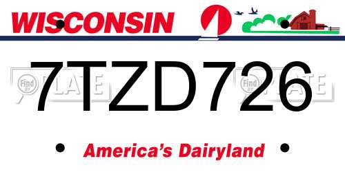 7TZD726 Wisconsin License Plate