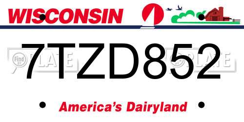 7TZD852 Wisconsin License Plate