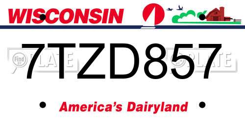 7TZD857 Wisconsin License Plate